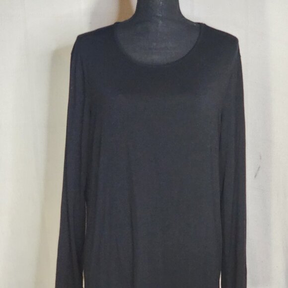 Chico's Black Rayon Span LS Neveah Scoop Neck Soft Top Chico Size 3 US XL 16 - Picture 3 of 16